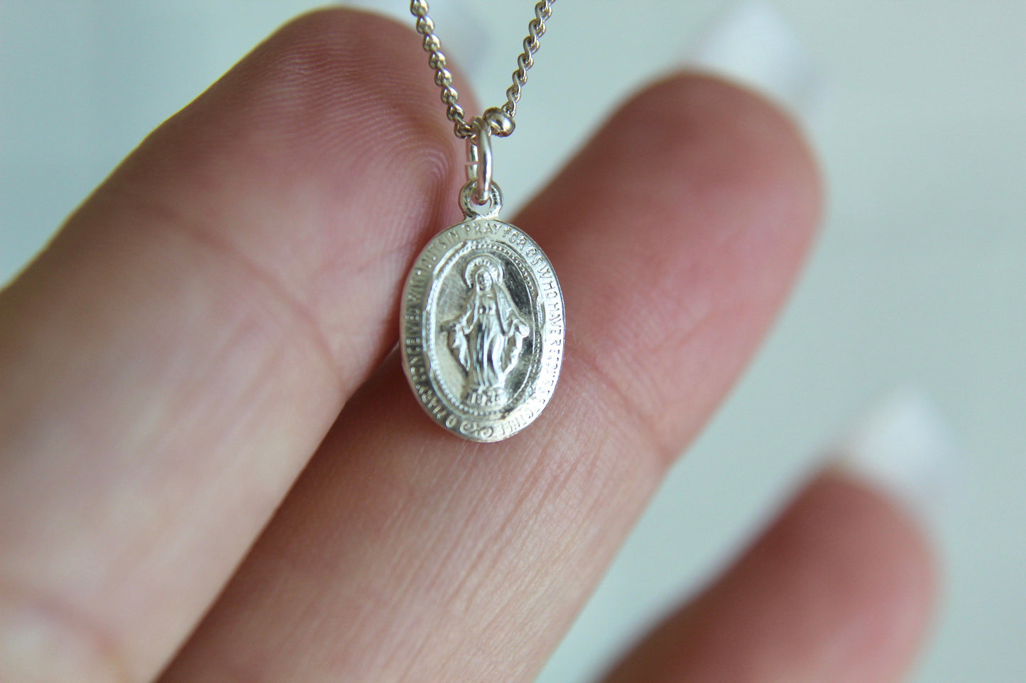 Dainty Miraculous Medal Necklace in Silver - Journeys of Faith