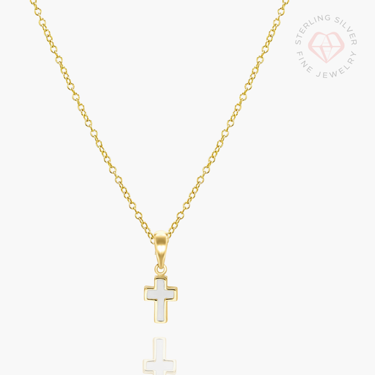 Pure Grace Cross Necklace- Gold Vermeil & Sterling Silver - Journeys of Faith