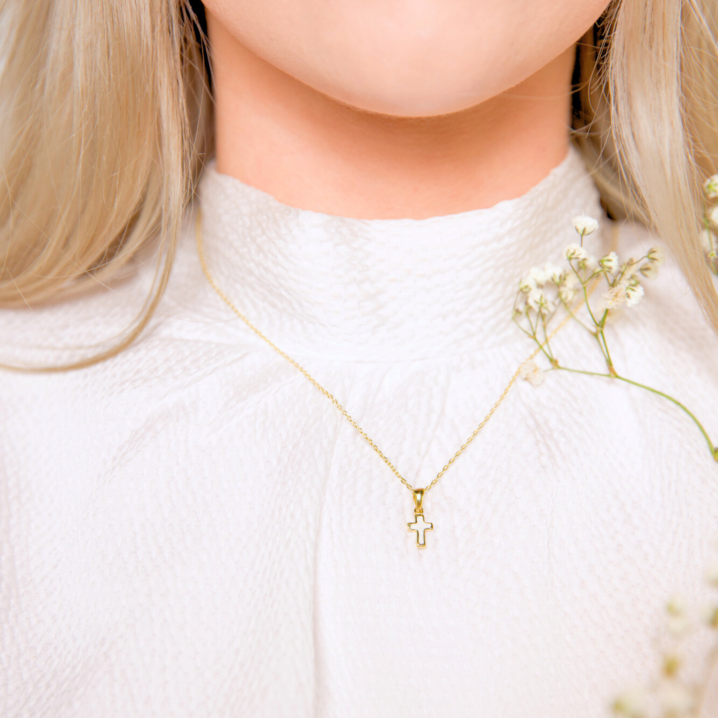 Pure Grace Cross Necklace- Gold Vermeil & Sterling Silver - Journeys of Faith