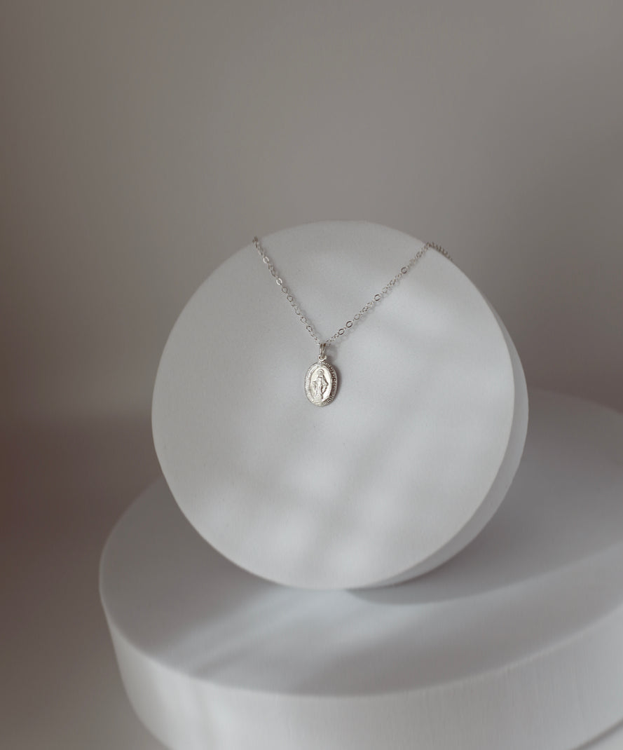 Dainty Miraculous Medal Necklace in Silver - Journeys of Faith