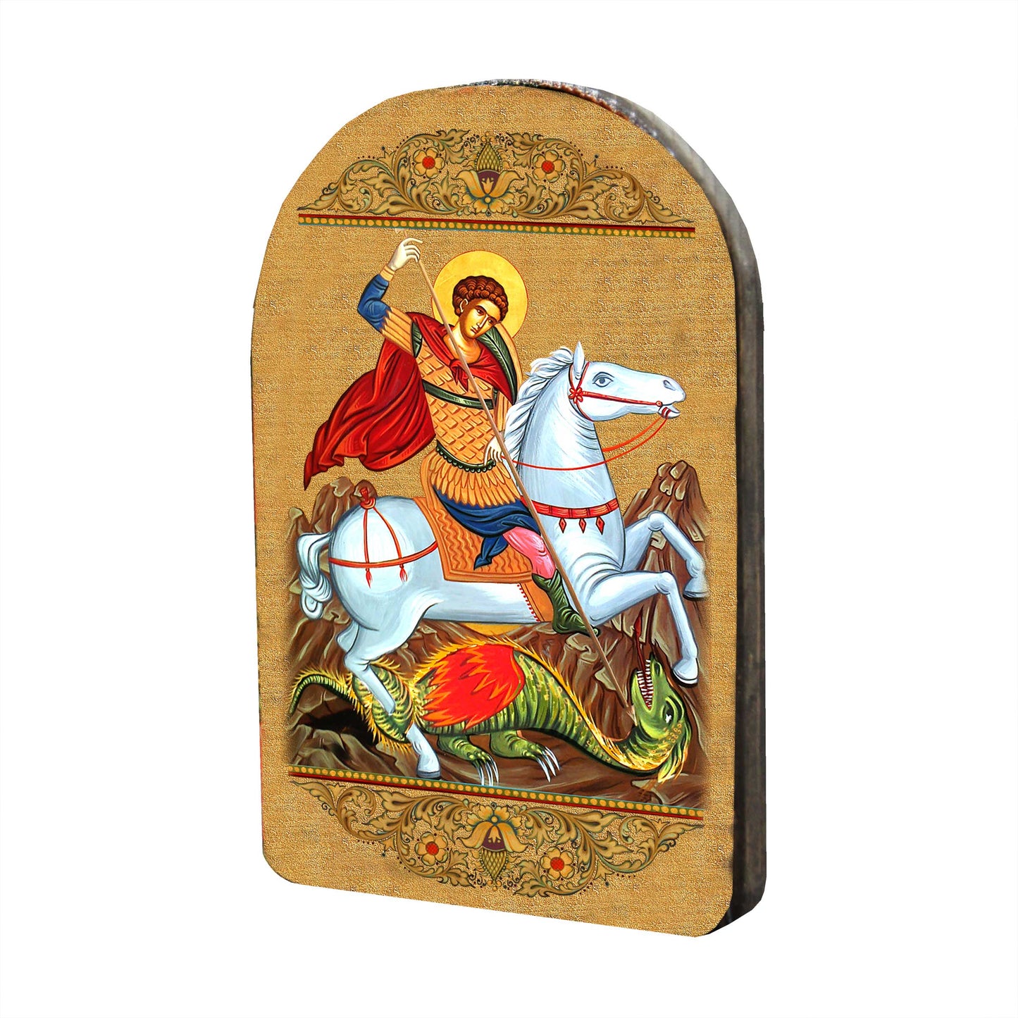 Saint George Wooden Gold Plated Religious Orthodox Sacred Icon - Inspirational Icon Decor - 86013 - Journeys of Faith