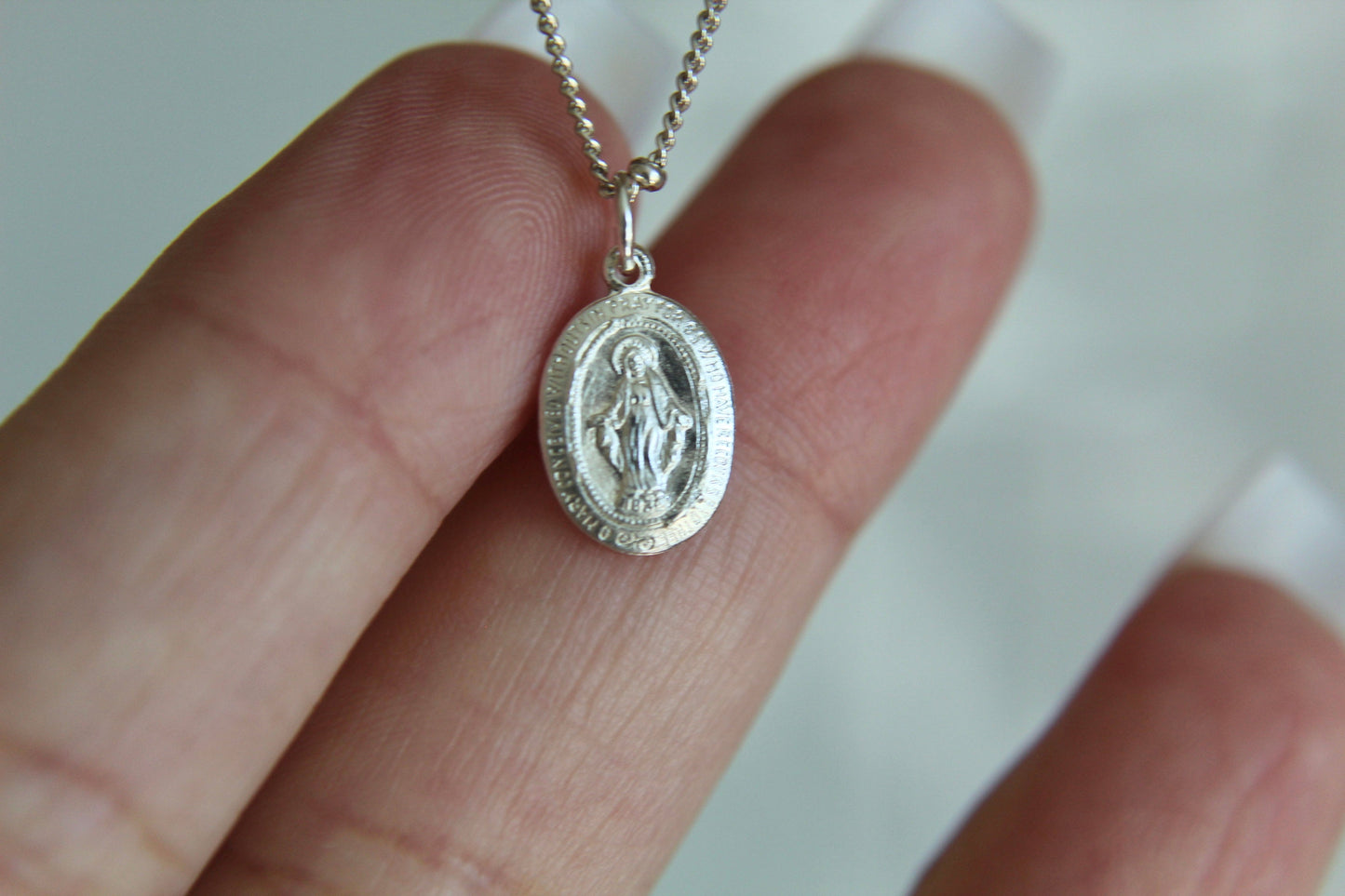 Dainty Miraculous Medal Necklace in Silver - Journeys of Faith