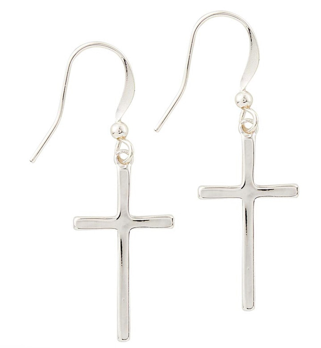 Berkander Cross 1-inch dangle earrings featuring silver-tone metal and sleek design, perfect for fashionable jewelry accessories.