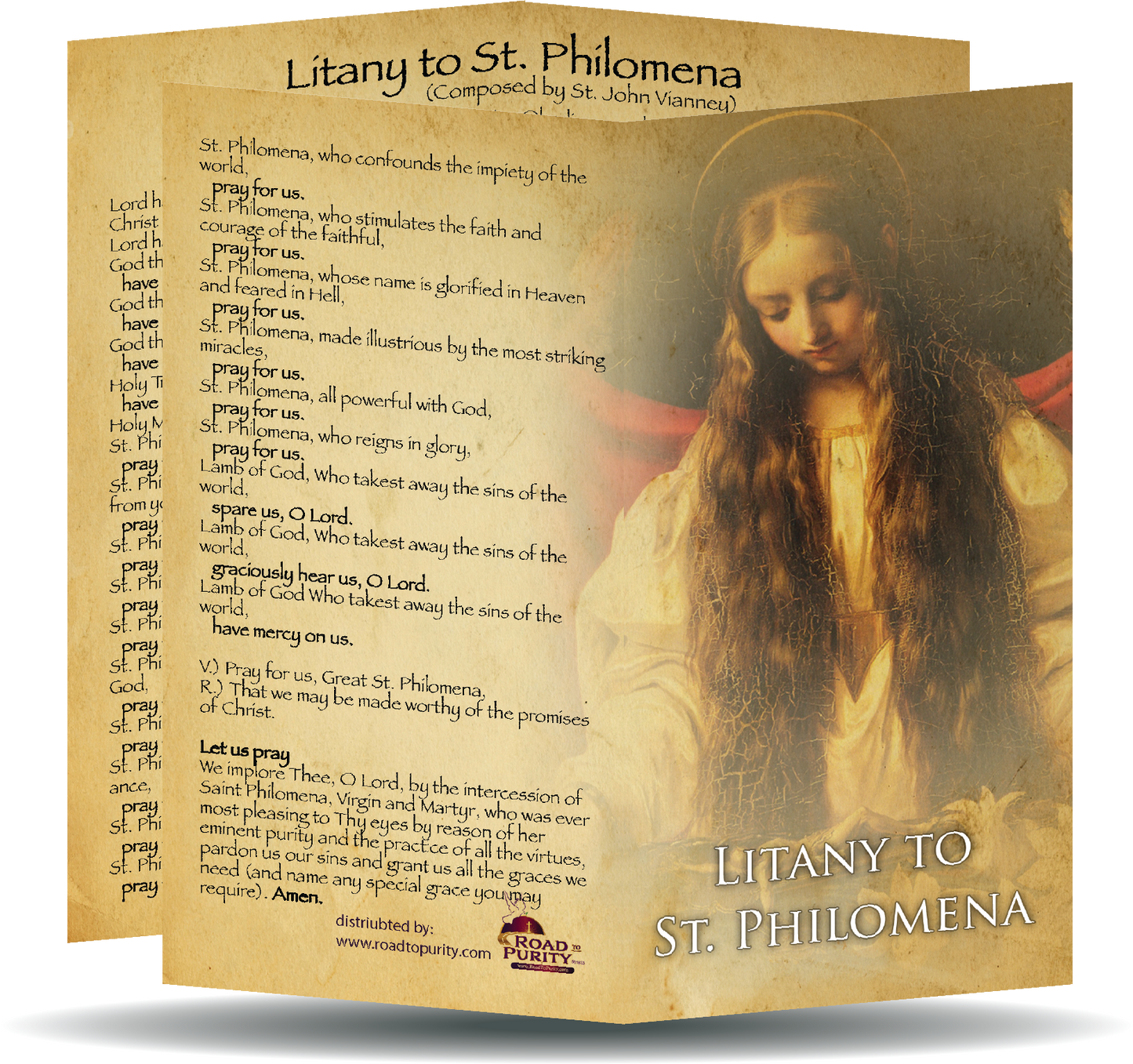 Litany to Saint Philomena - Prayer Card / 3" x 6" folded (c) - Journeys of Faith