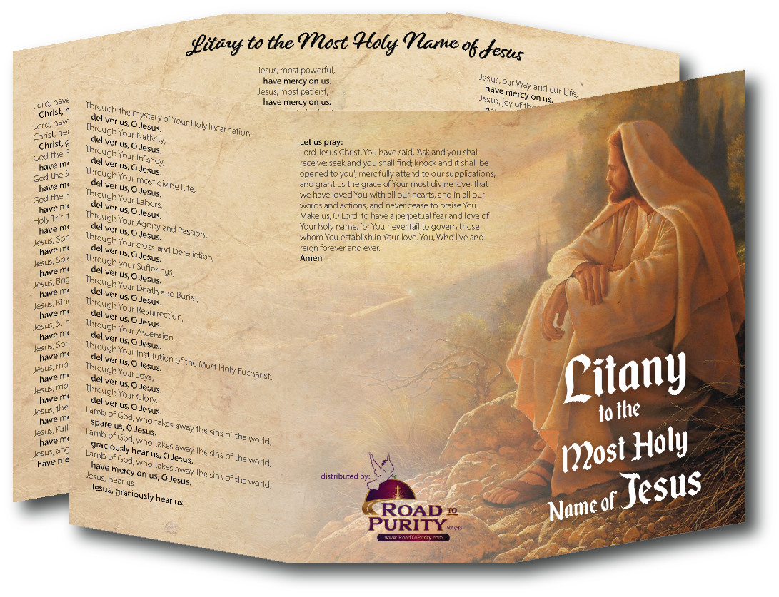 Litany to the Most Holy Name of Jesus - Prayer Card / 3" x 6" folded (c) - Journeys of Faith