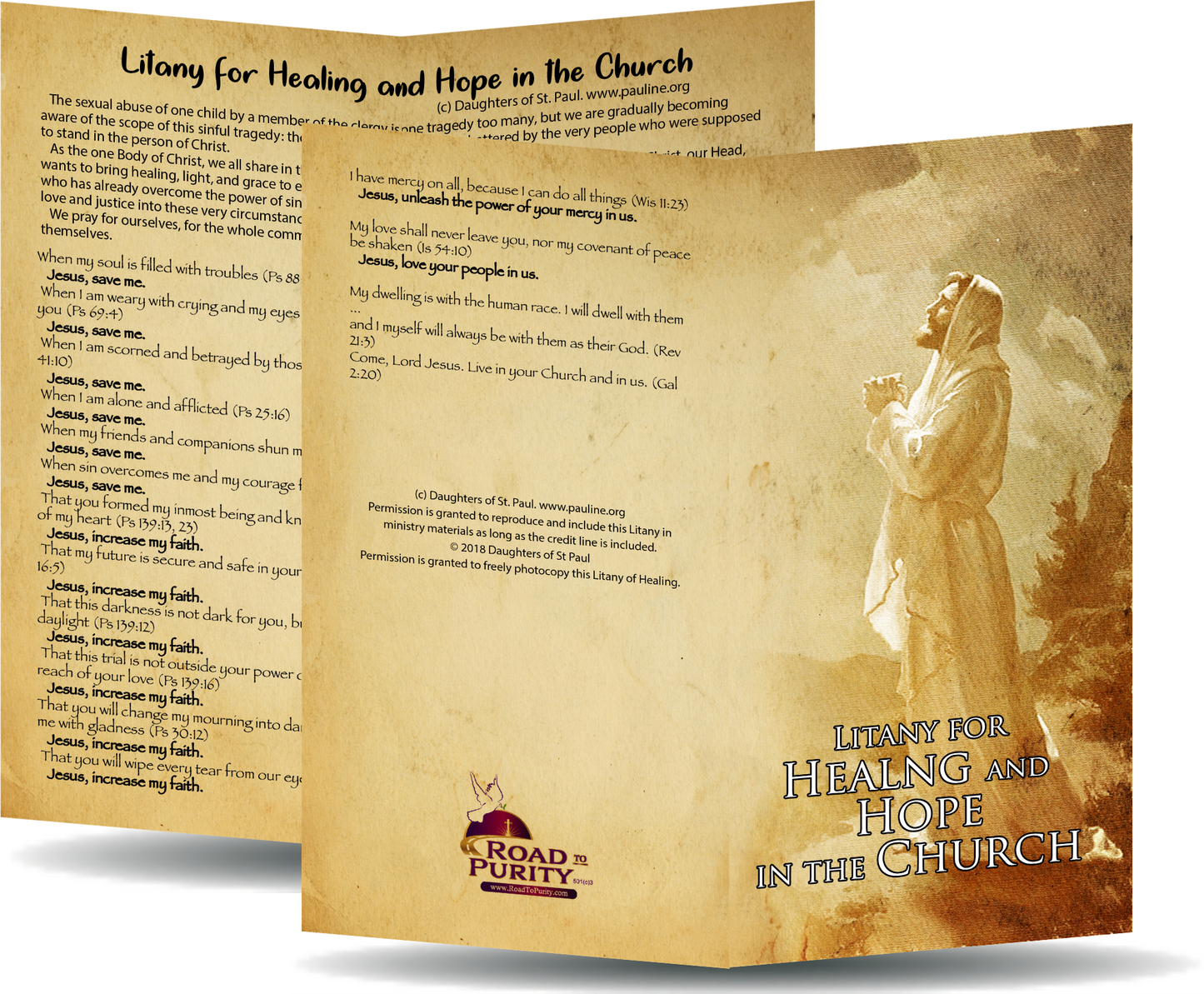 Litany for Healing and Hope in the Church - Prayer Card / 3" x 6" folded (c) - Journeys of Faith