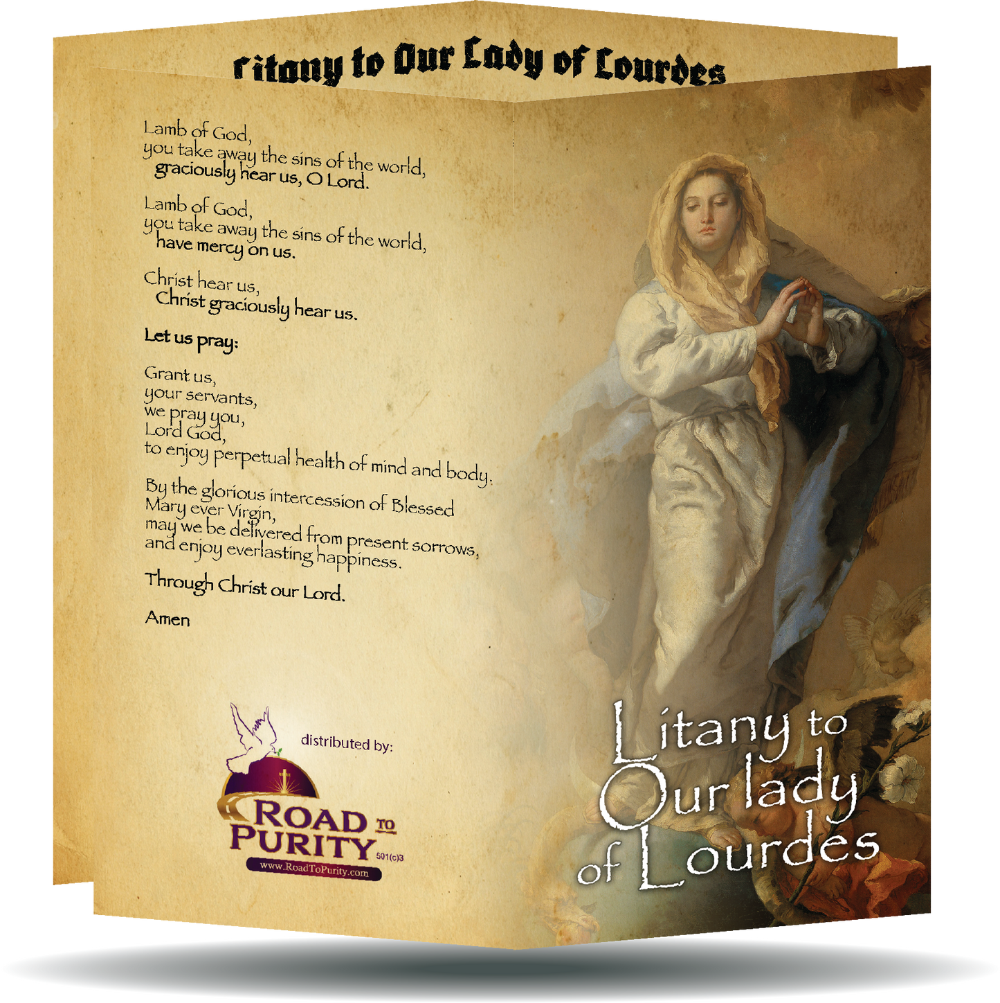 Litany to Our Lady of Lourdes - Prayer Card / 3" x 6" folded (c) - Journeys of Faith