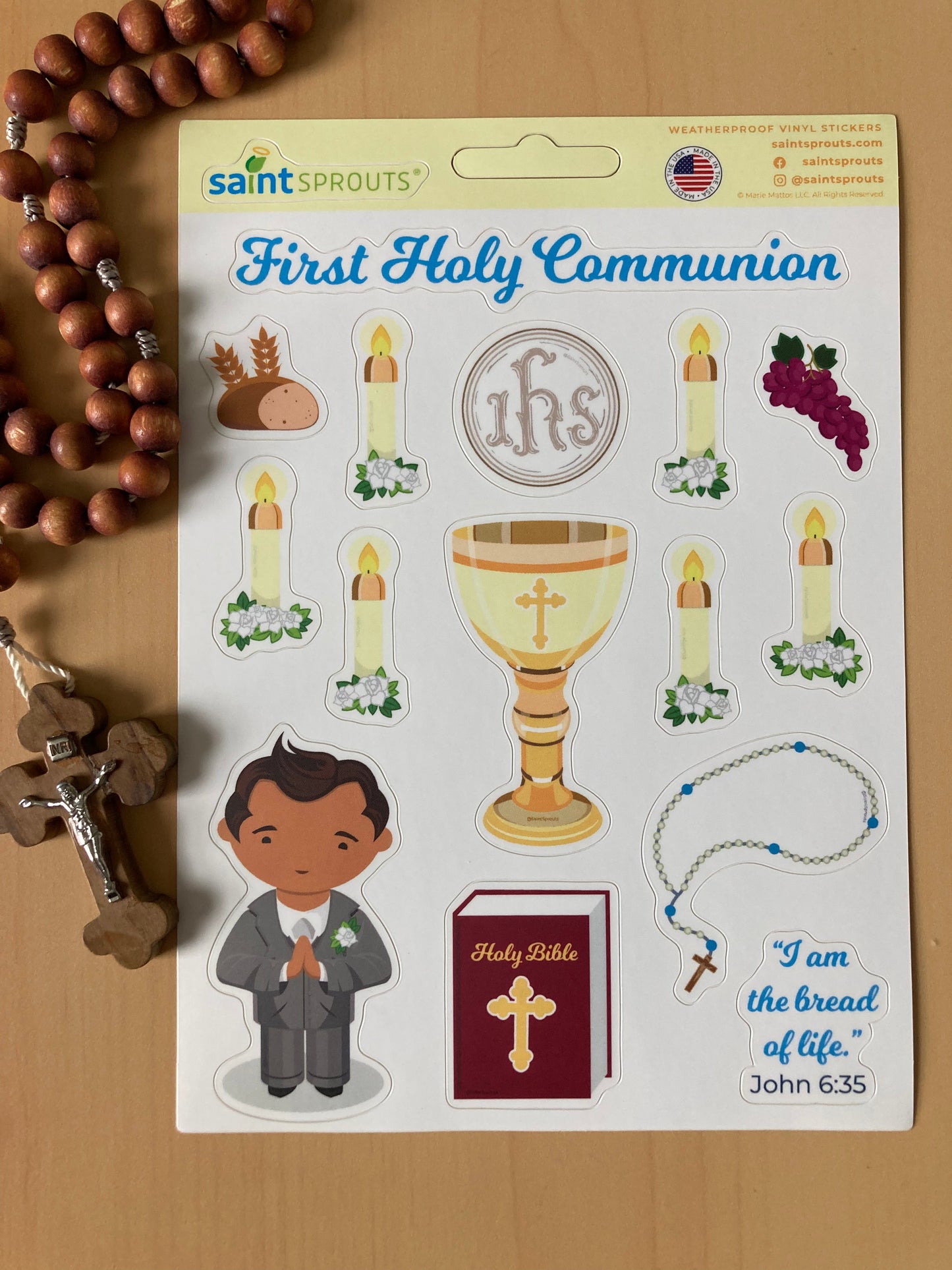 First Communion Sticker Sheet / Boy's First Holy Communion Sticker Sheet - Journeys of Faith