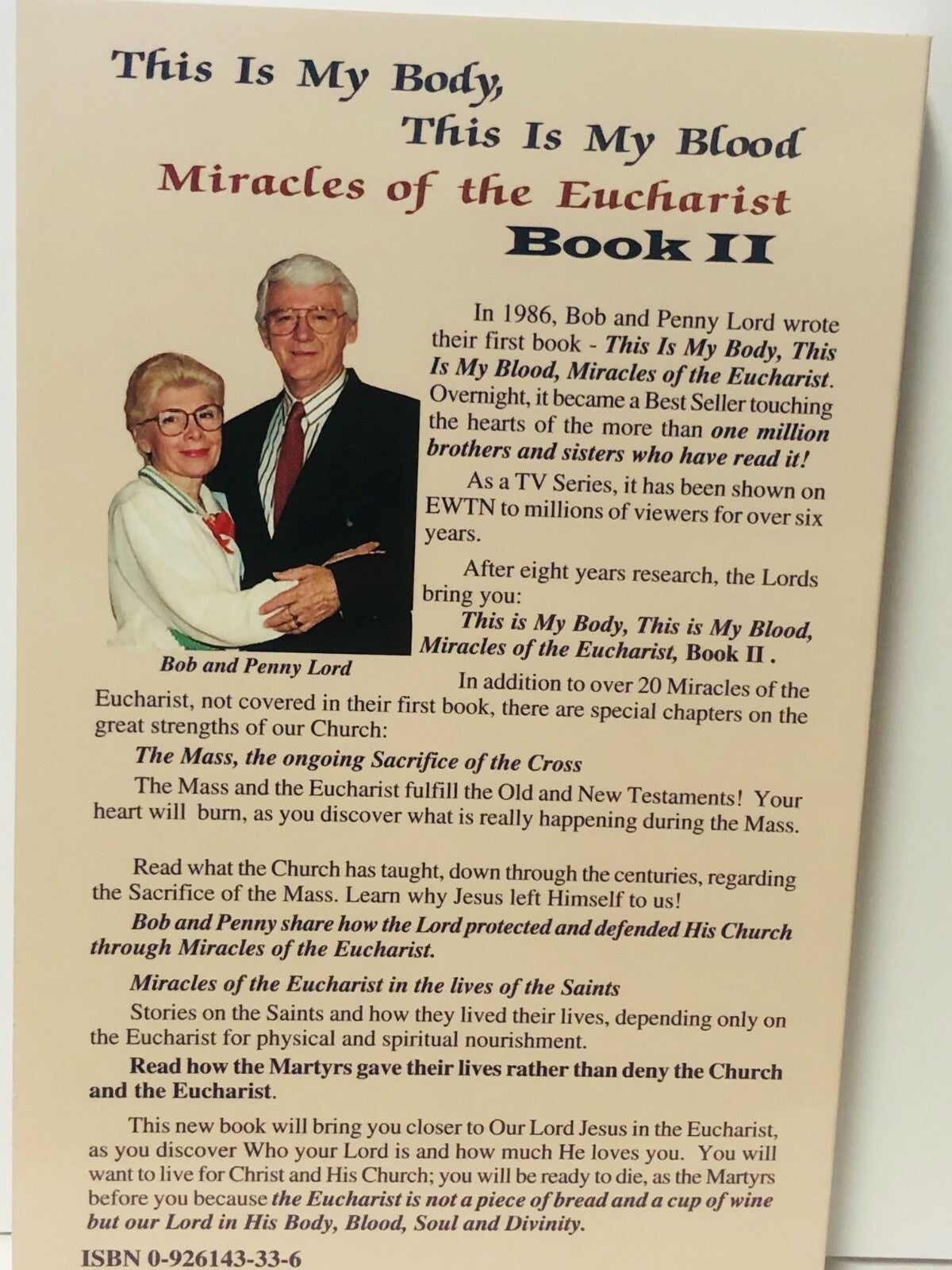 This is My Body,This is My Blood,Miracles of the Eucharist Book 2 Bob/Penny Lord - Journeys of Faith
