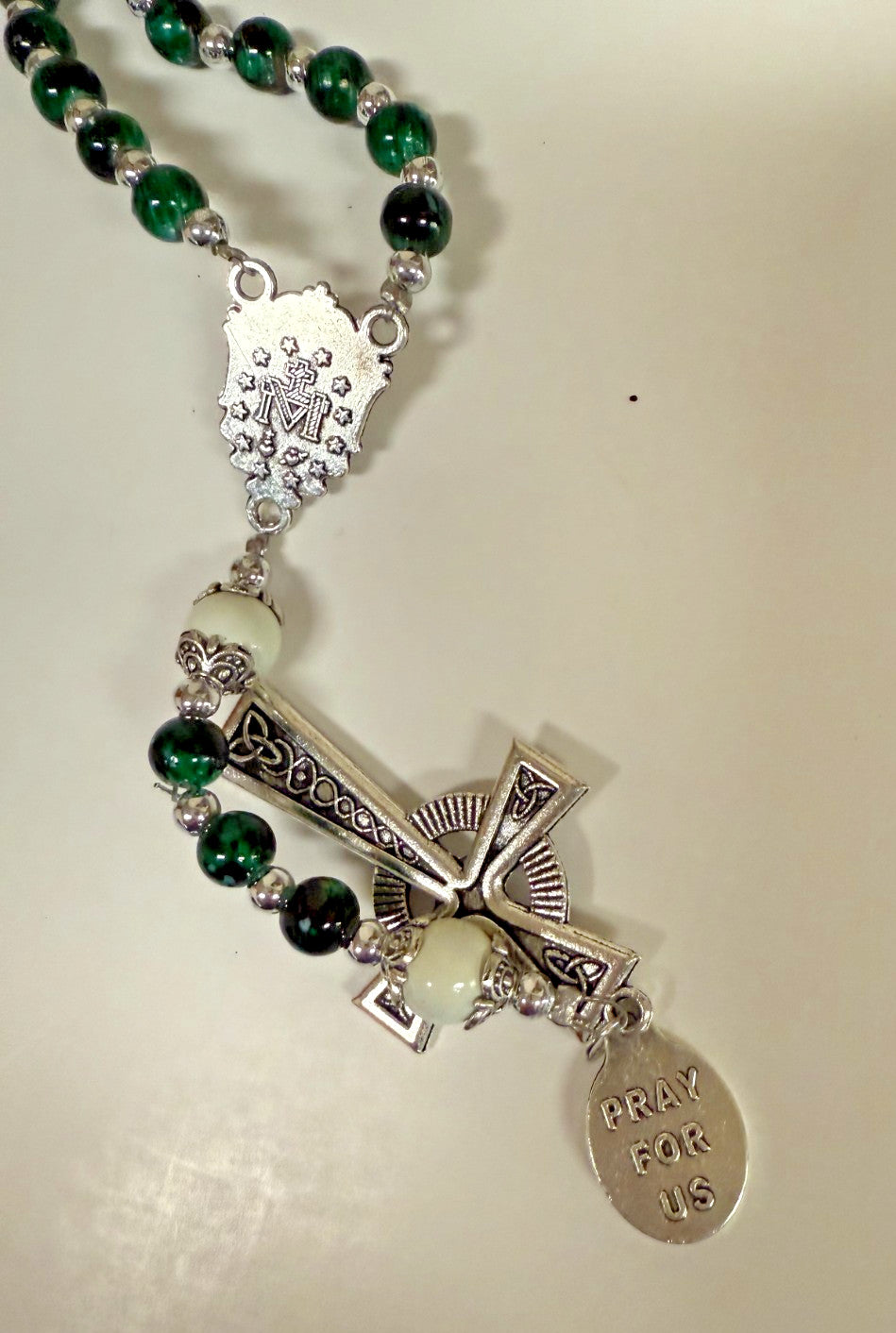 St Patrick Green Marbled Rosary, New Gftshp-64 - Journeys of Faith