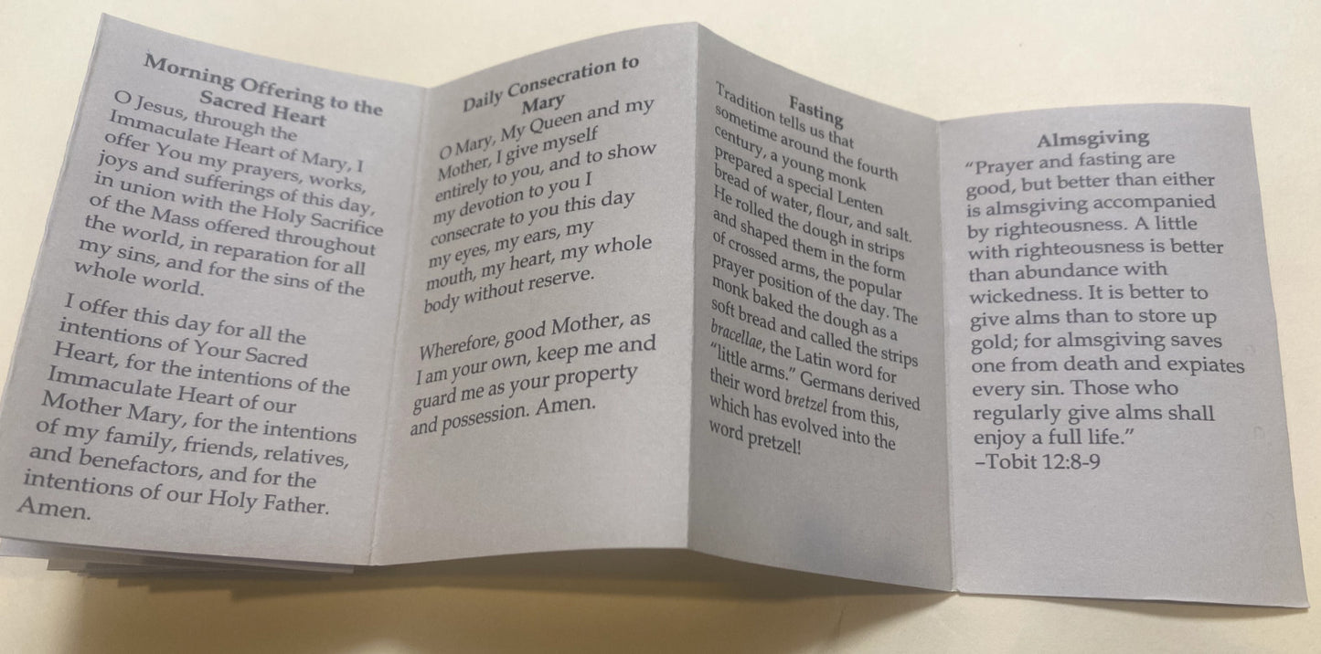 Lenten Prayers "Pray, Fast, Give" Accordion, New - Journeys of Faith
