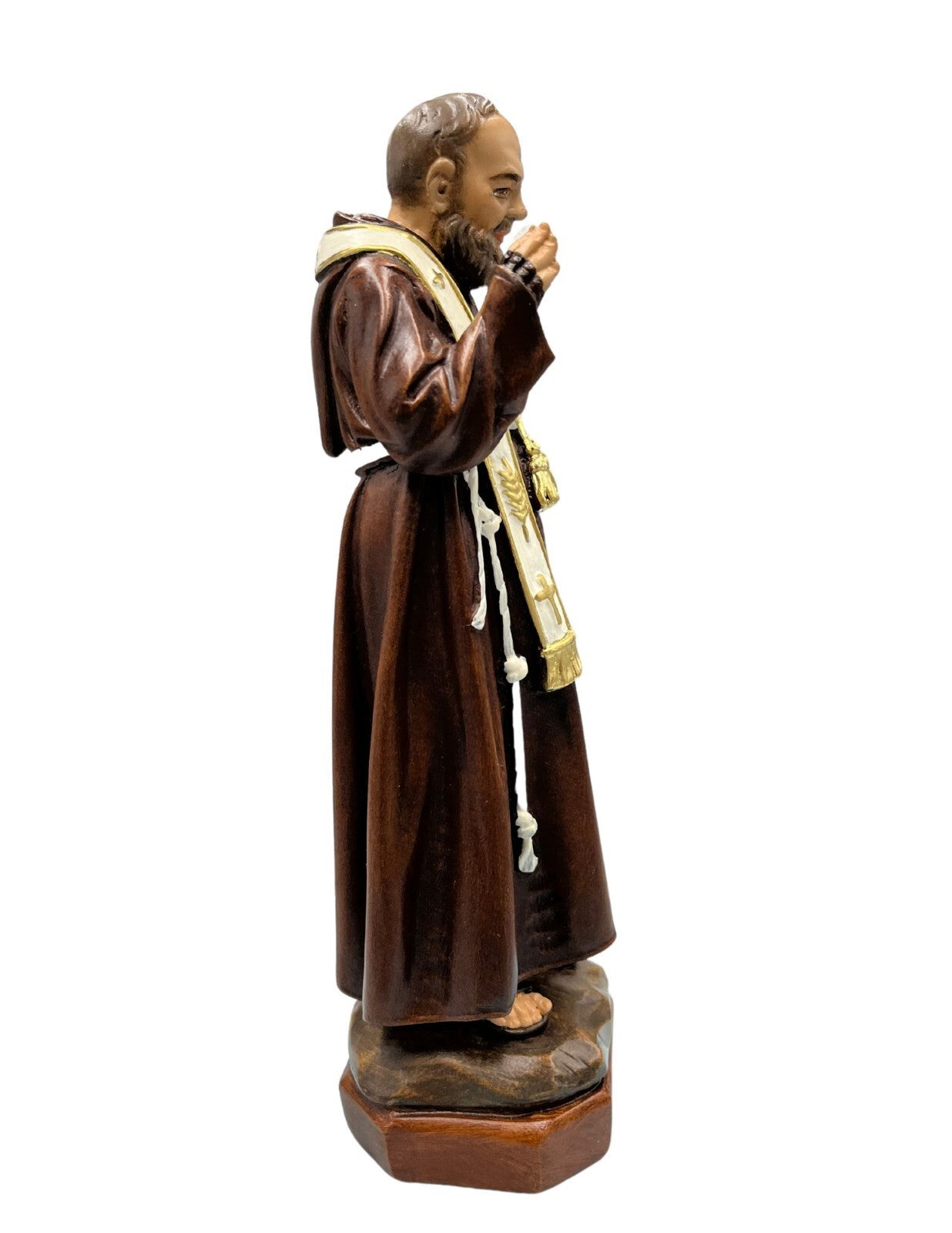 8 inch Saint Padre Pio Statue hand made in Colombia - Journeys of Faith