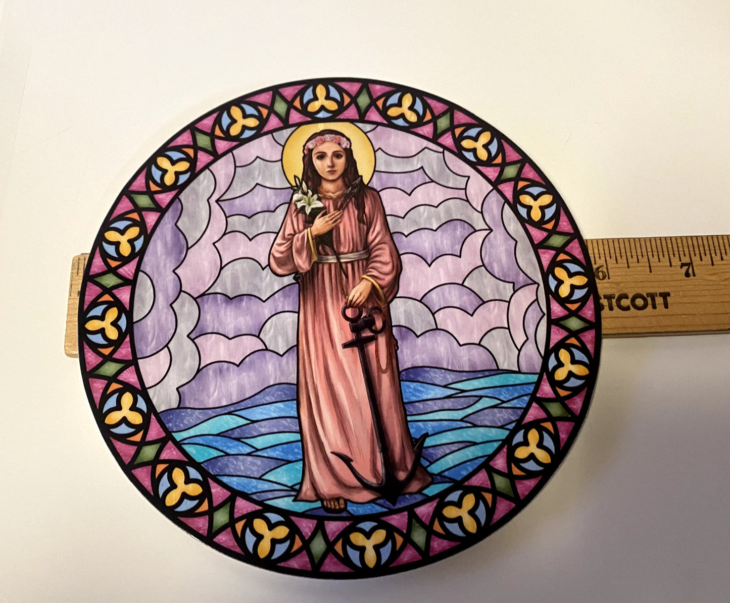 Saint Philomena Stained Glass Static Decal, New #AB-024-3 - Journeys of Faith