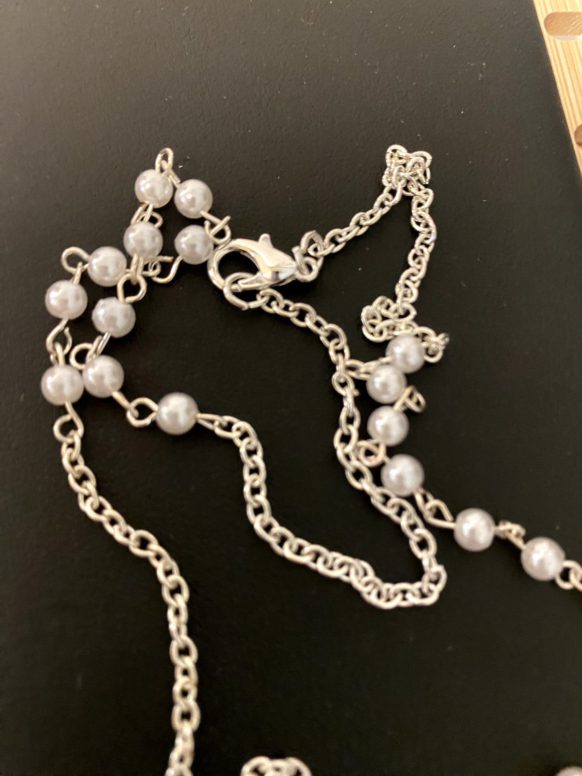 White Faux Pearl Rosary 18" L Necklace, New #AB-089 - Journeys of Faith