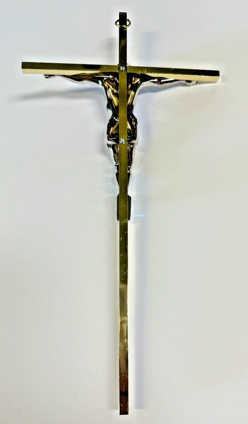 10" Gold Plated & Pewter Silver Corpus Wall Crucifix, New #AB-341-R2 - Journeys of Faith