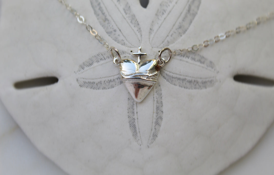 Holy Hearts™ Sacred Heart of Jesus Necklace in Sterling Silver - Journeys of Faith