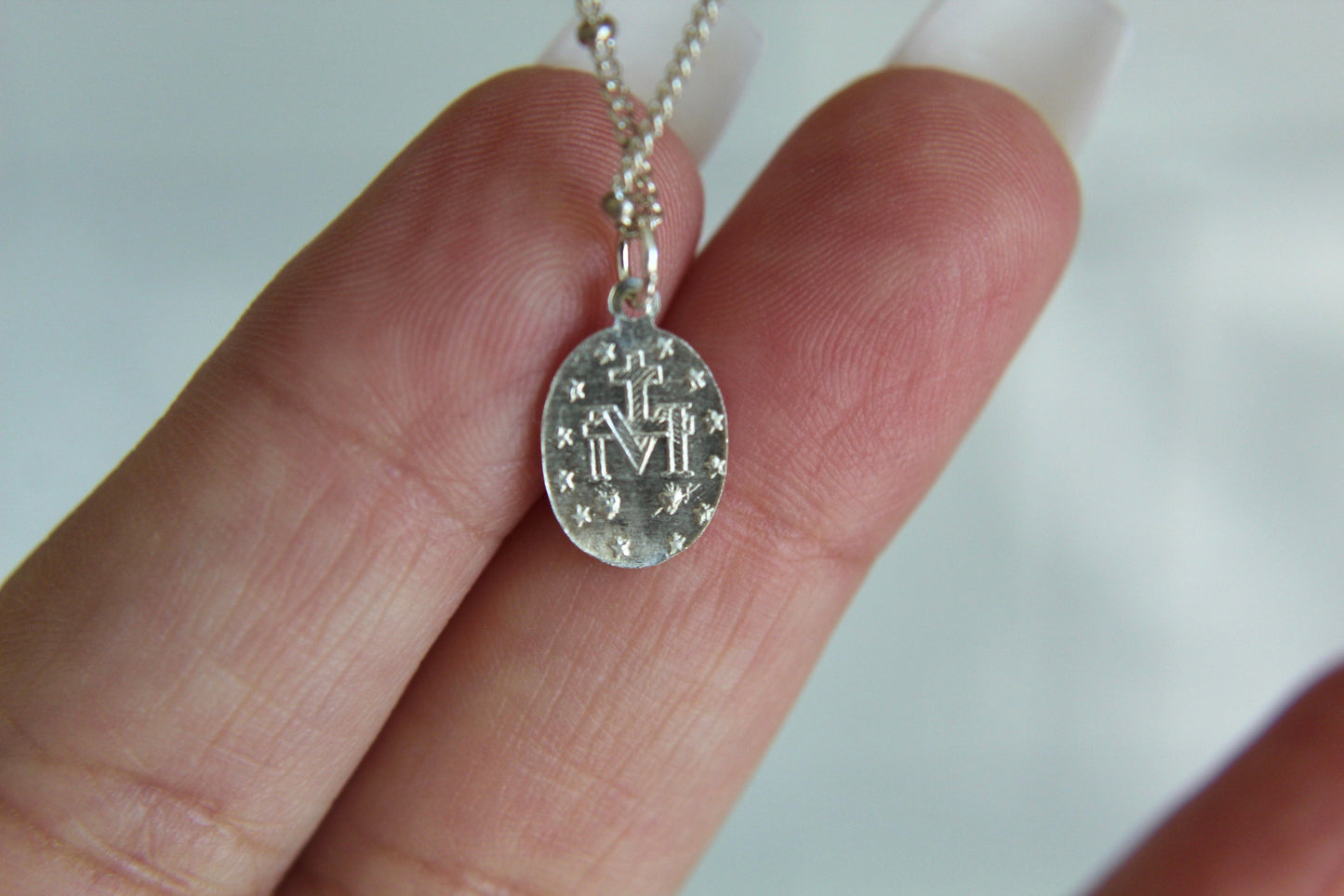Dainty Miraculous Medal Necklace in Silver - Journeys of Faith