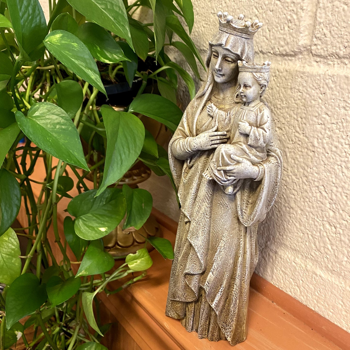 Crowned Blessed Mother & Child Jesus Garden 12" Statue, New #AB-234 - Journeys of Faith