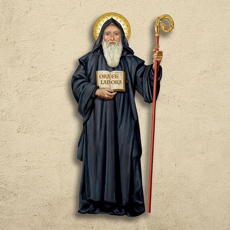 Saint Benedict 3' Wall Plaque, New - Bob and Penny Lord Journeys of Faith