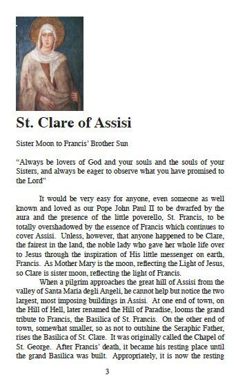 Saint Clare of Assisi Pamphlet/Minibook, by Bob and Penny Lord, New - Journeys of Faith