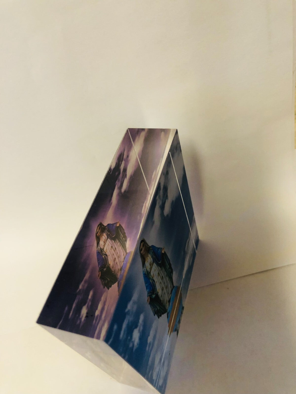 Acrylic image block of Our Lady of Grace, Christian collectible by Bob and Penny Lord, showcasing a religious depiction on a clear block.