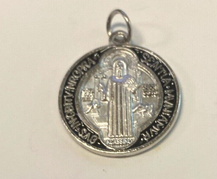 Saint Benedict Black & Silver tone Medal, New - Journeys of Faith