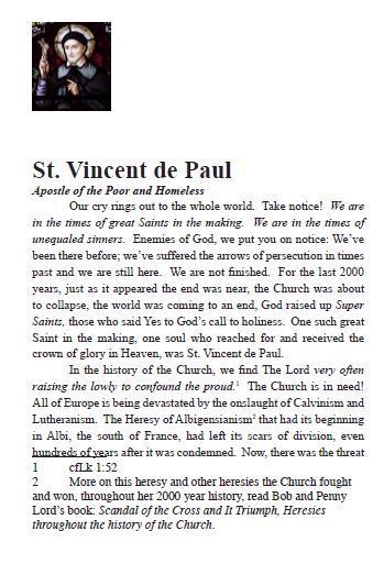 Saint Vincent de Paul Pamphlet/Minibook, by Bob and Penny Lord - Journeys of Faith