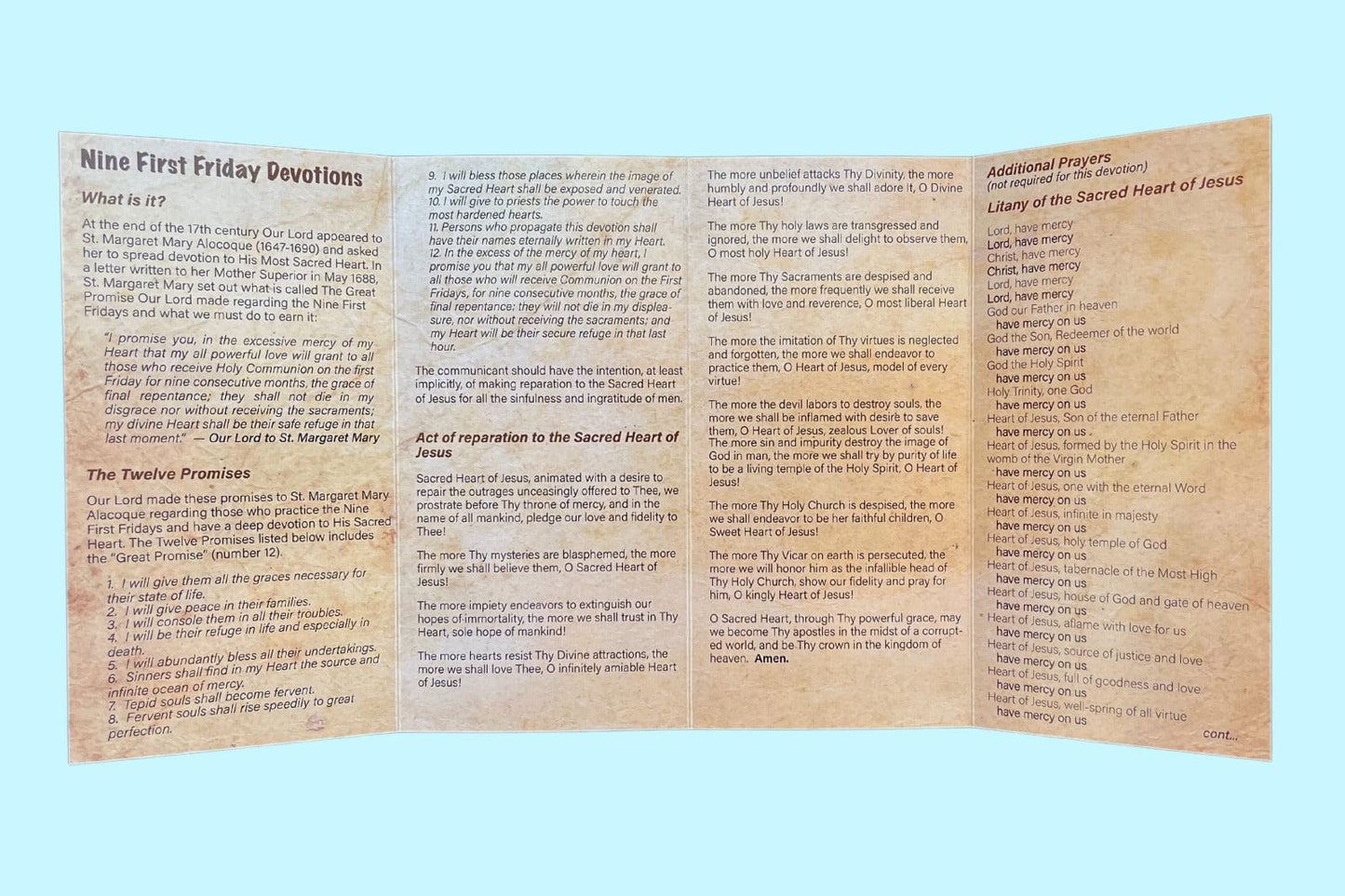 9 First Friday Devotions Folded Prayer Card - Bob and Penny Lord Journeys of Faith