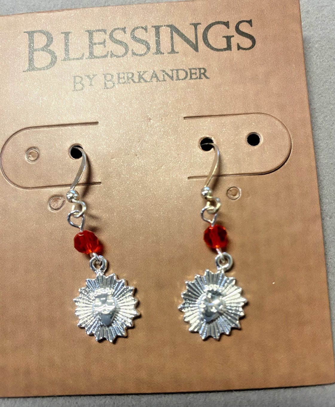 Sacred Heart Silver Plated Dangle Earrings, New #AB-072 - Journeys of Faith