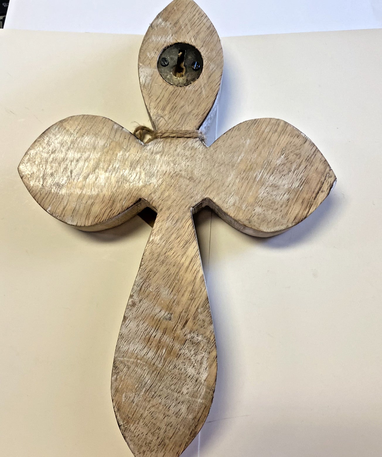 Bologna Ornate Carved Wood Whitewash Cross, New #AB-243