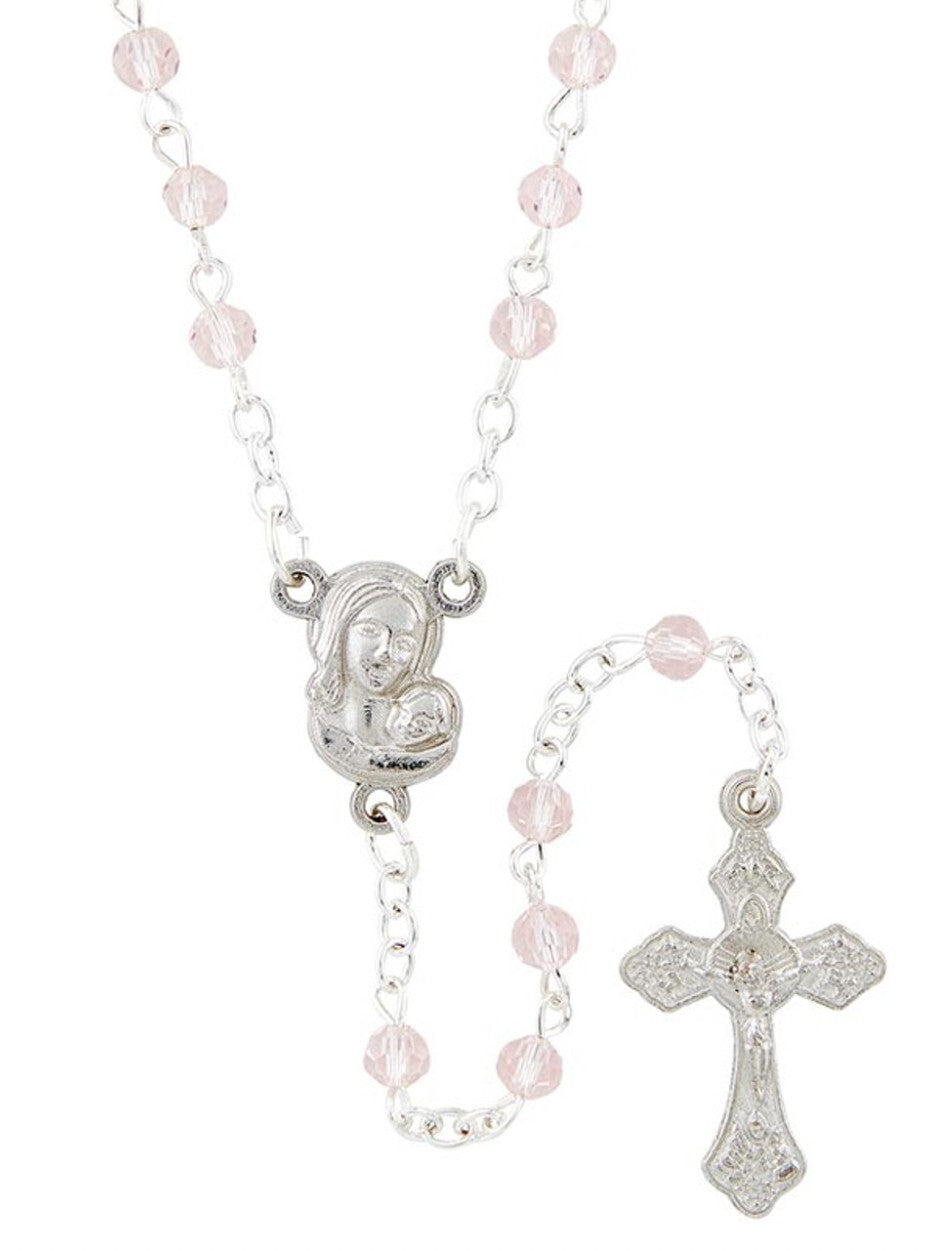 Pink Heart Case with Pink Glass Rosary, New # AB-049-1