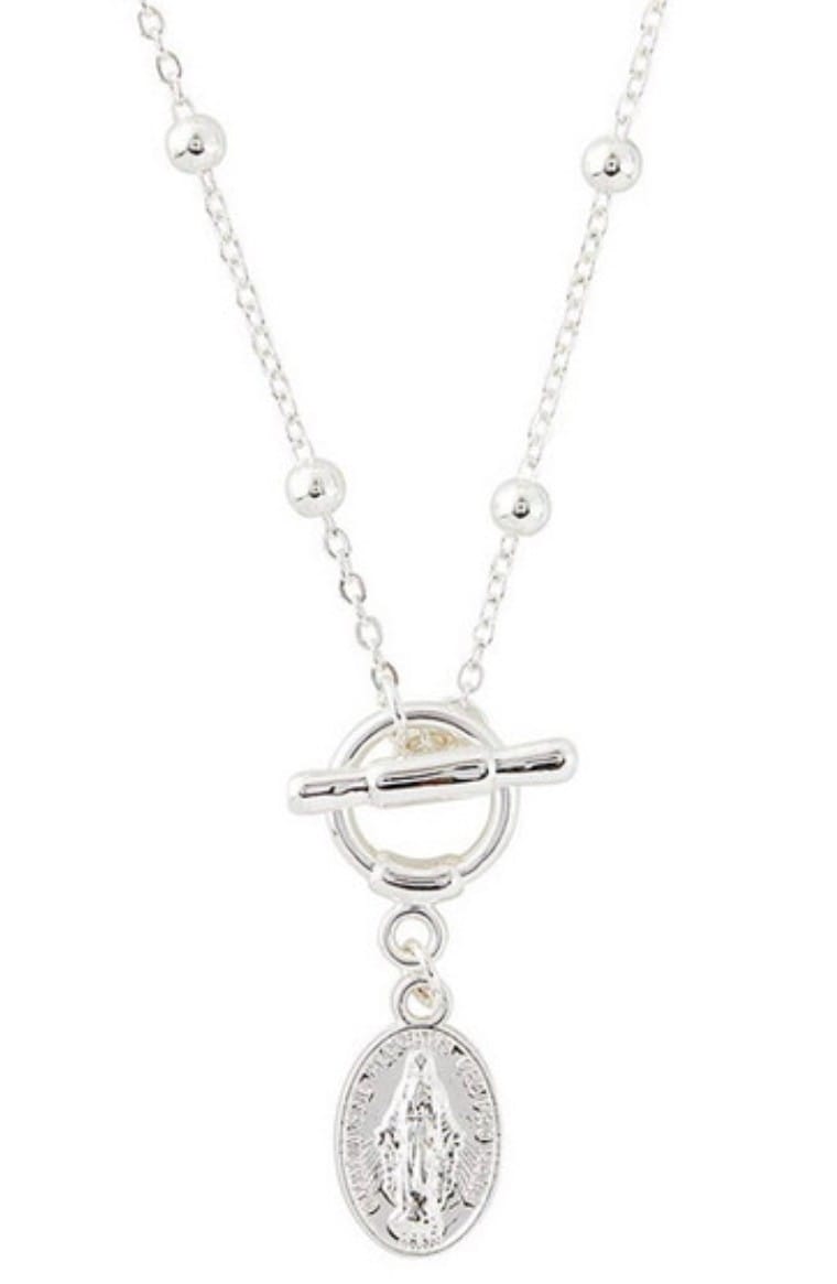 Our Lady of the MIraculous Medal Silver tone Interlock Necklace, New #AB-390-R2 Journeys of Faith Collectibles:Religion & Spirituality:Christianity:Jewelry