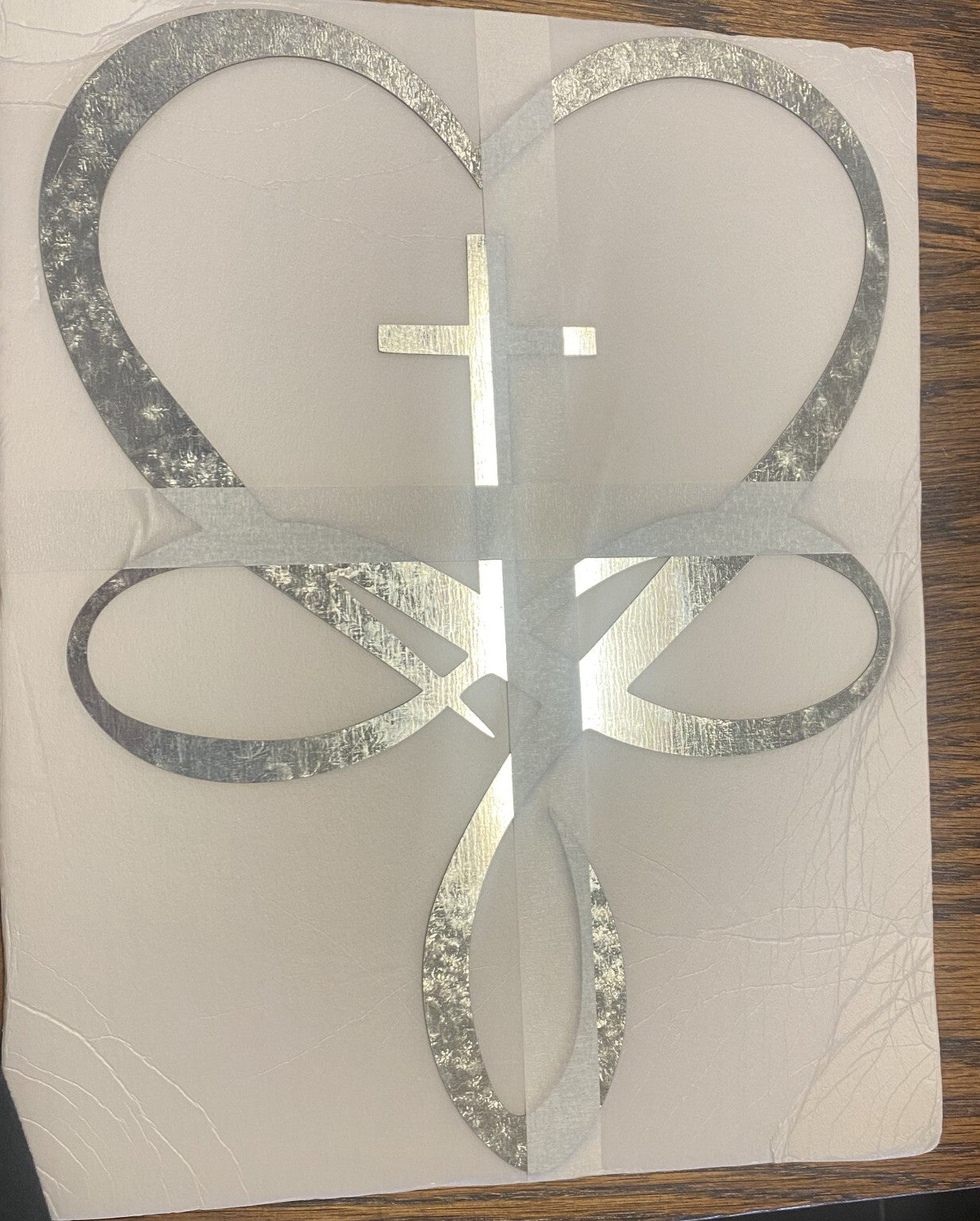 Metal Heart Shaped Cross Wall Art Decor, New #AB-323-R2