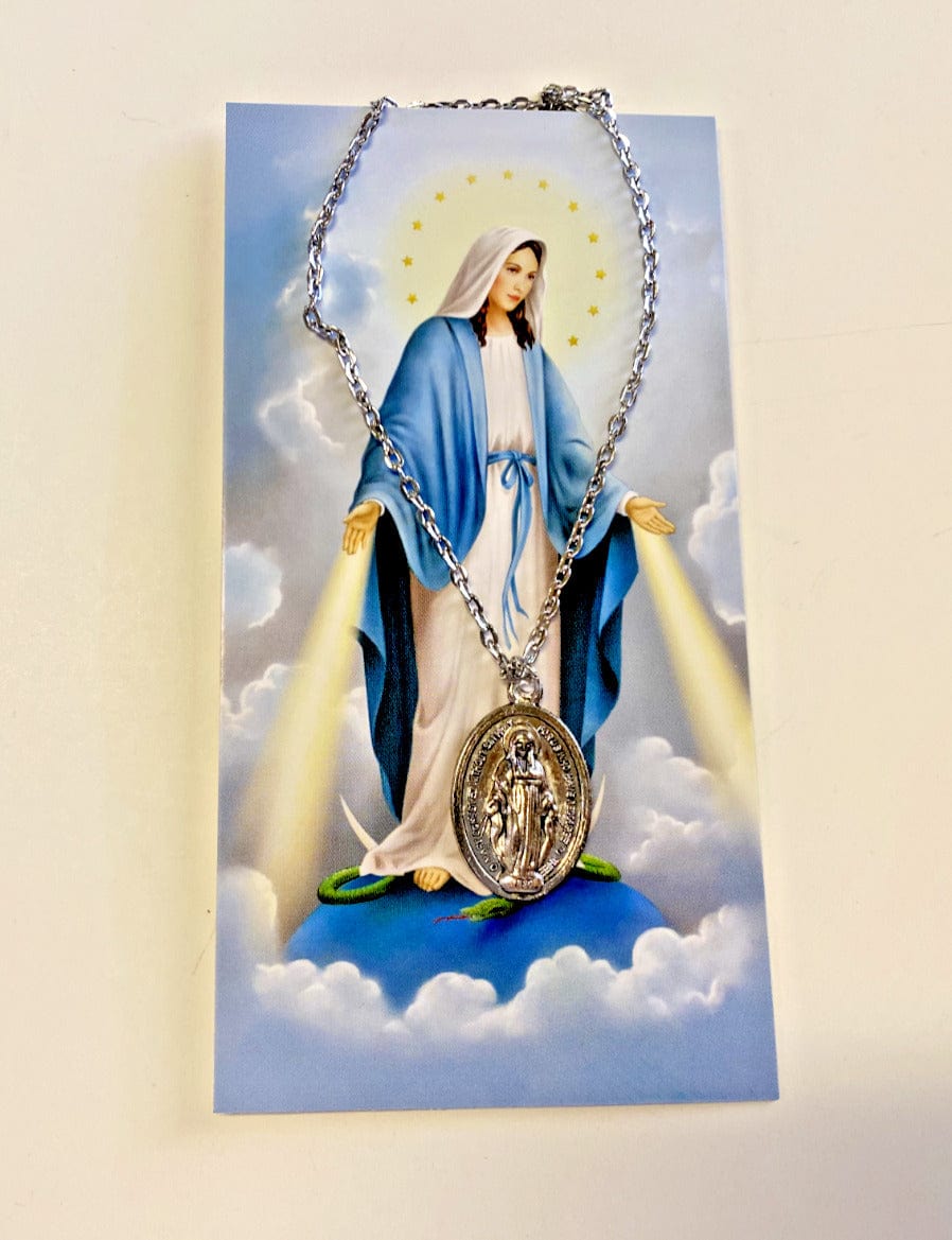 MIraculous Medal Pendant Necklace & Prayer Card, New #AB-281-R2 - Bob and Penny Lord Journeys of Faith