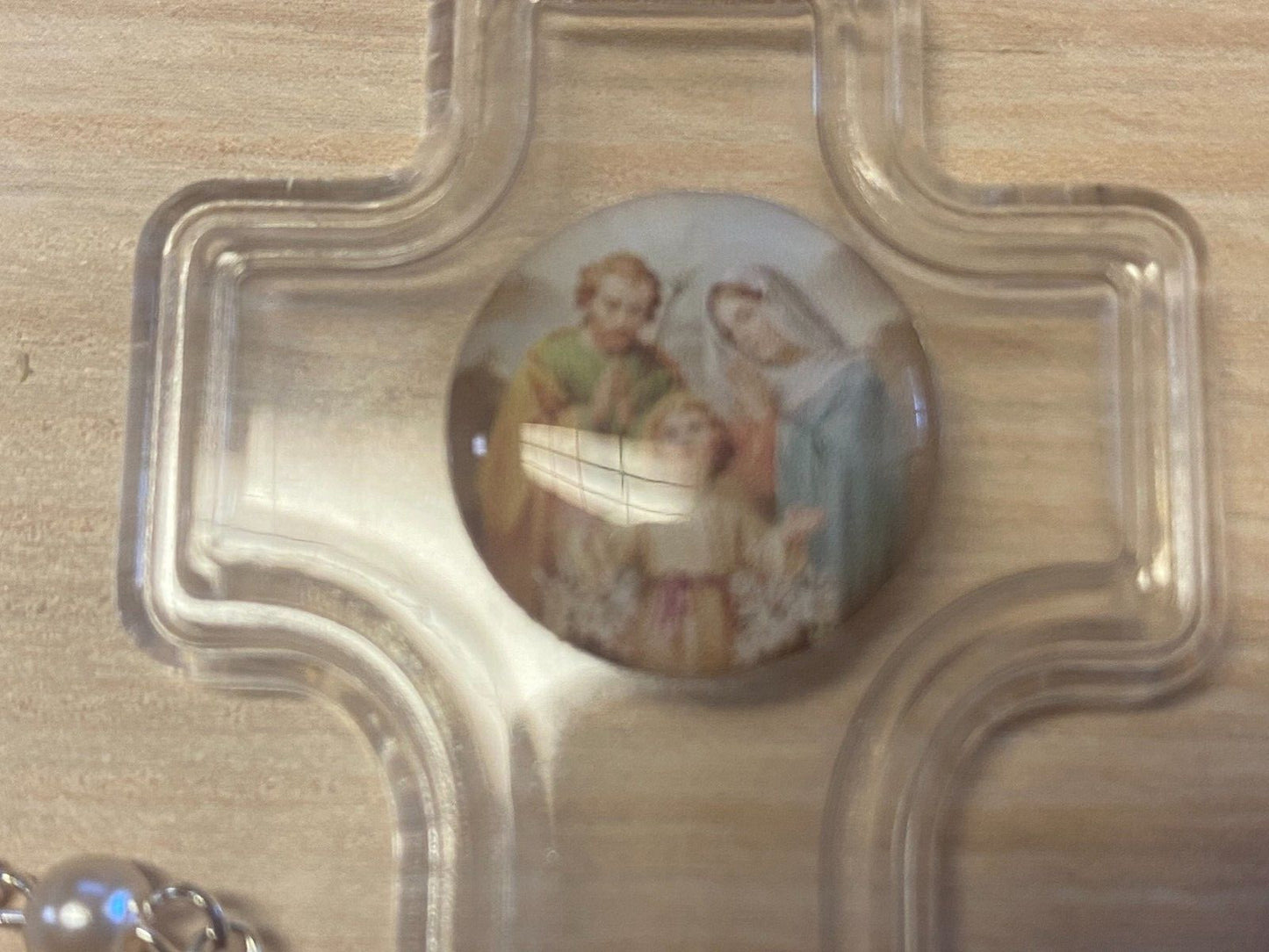 White Faux Pearl Rosary 15" L , Necklace New from Jerusalem - Journeys of Faith