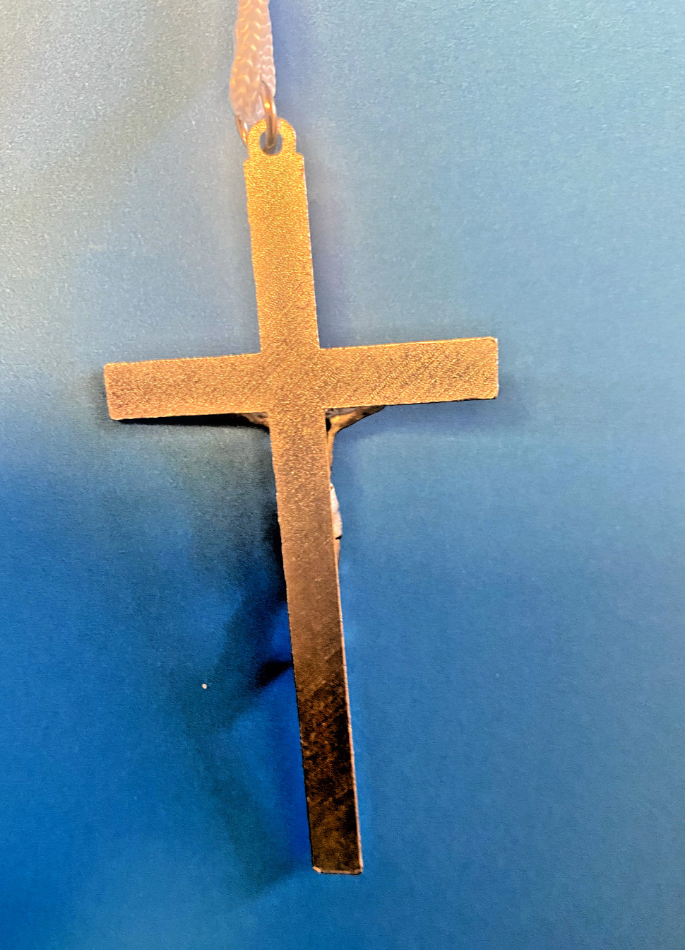 White Enamel 3.50" Cross with White Cord 1.50" Pendant - Journeys of Faith