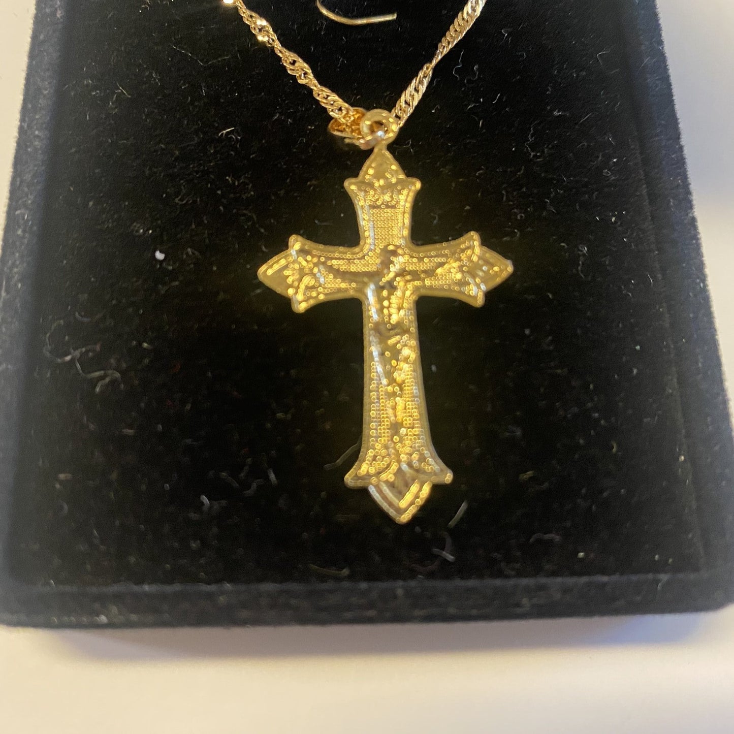 Gold & Silver 1.75" Crucifix, Brazilian Gold Plated 20" Necklace, New, Gftshp-15 - Journeys of Faith
