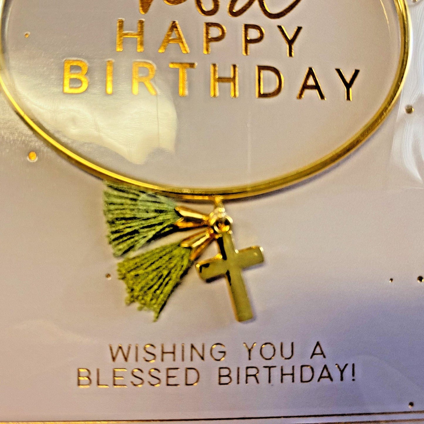 Copper Tassel Cuff Bracelet, "Happy Birthday", New #AB-279-R2