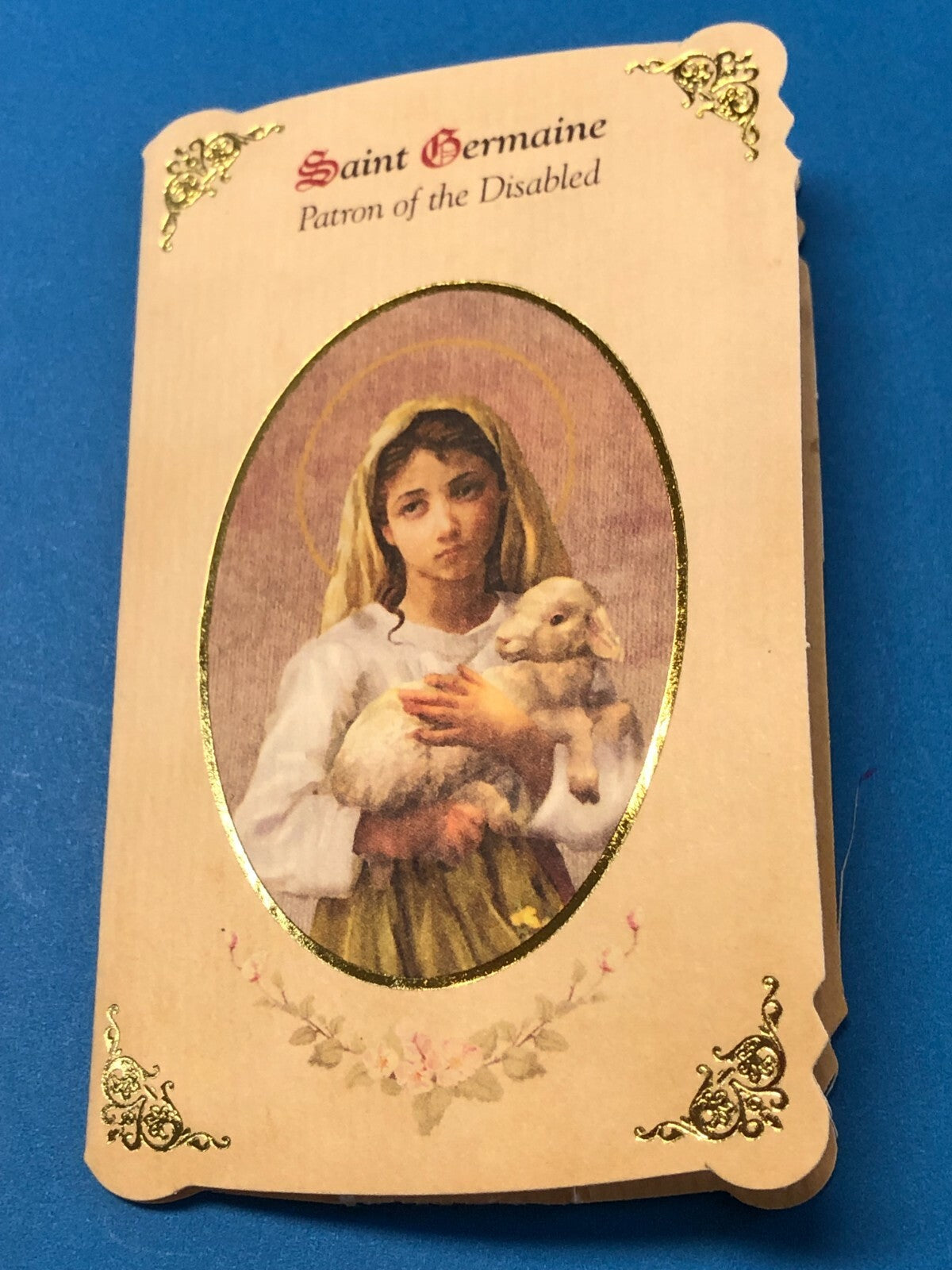 Saint Germaine de Pibrac (Patron of Disabled) Prayer Card + Medal, New#PCM-016