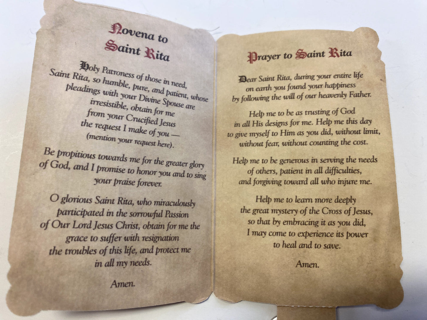 Saint Rita of Cascia Prayer Folder + Medal, New from Italy - Journeys of Faith