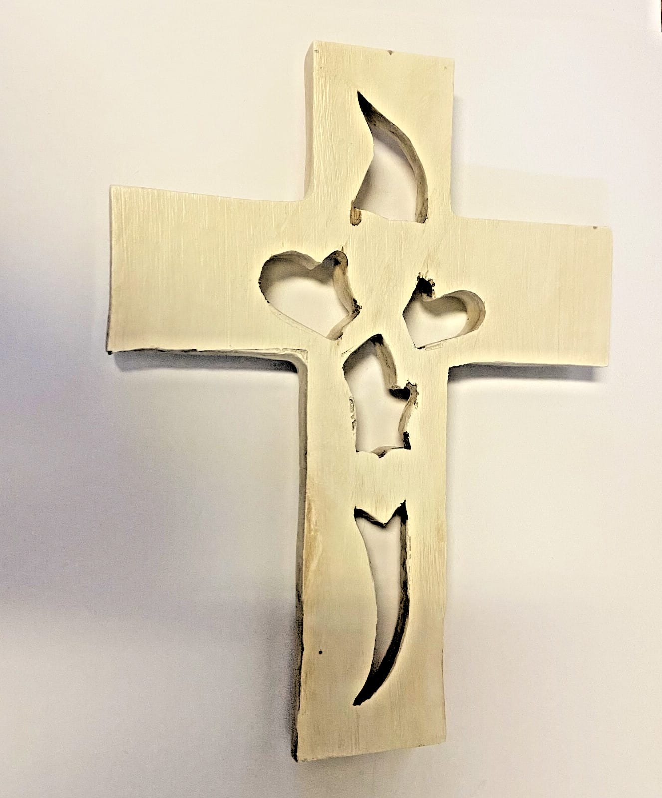 Interwoven Hearts and Red Heart Cross Christian collectible by Journeys of Faith, 6.69 inches, with detailed religious design.