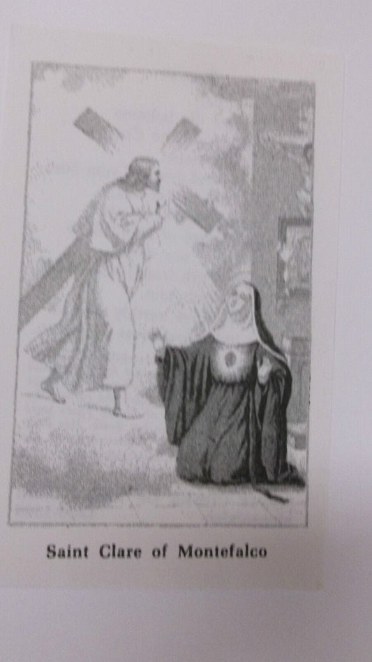Saint Clare of Montefalco, Black & White  Prayer Card, From Italy - Bob and Penny Lord Journeys of Faith