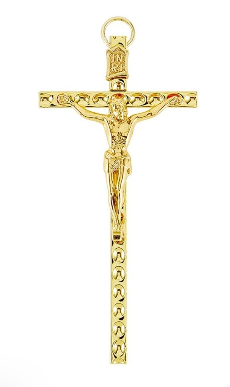 Gold 4" Hammered Wall Cross, New #MD-052