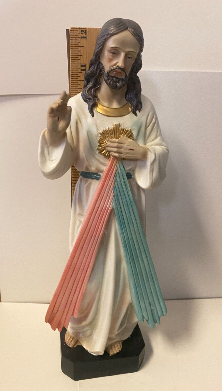 Divine Mercy 12-inch religious statue by Bob and Penny Lord, featuring detailed Christian figure in a serene pose