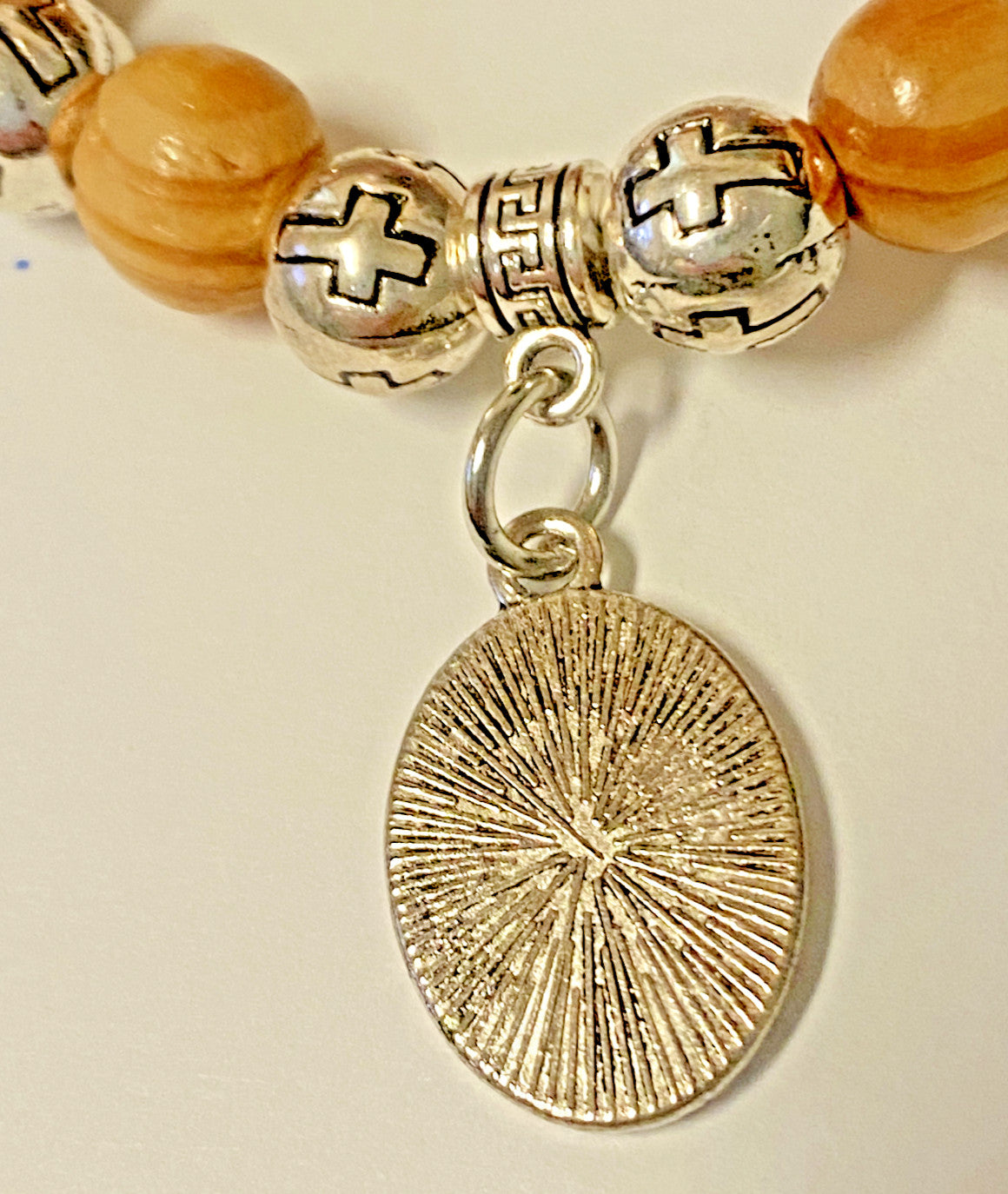 Our Lady of the MIraculous Medal Wood & Silver tone Beads, New #Gftshp