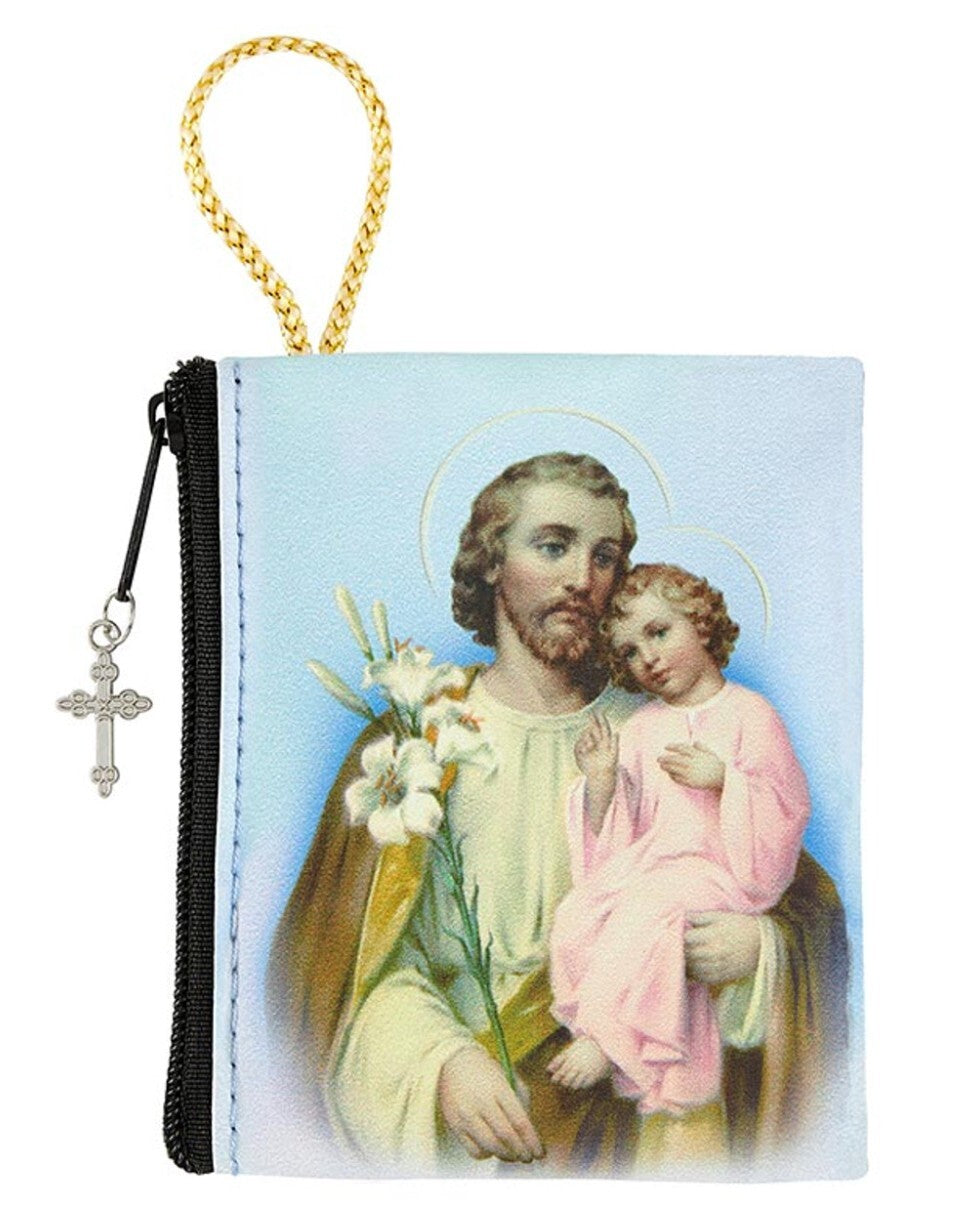Saint Joseph w/Child Small 3.25" Zip Rosary Pouch, New #AB-029 - Journeys of Faith