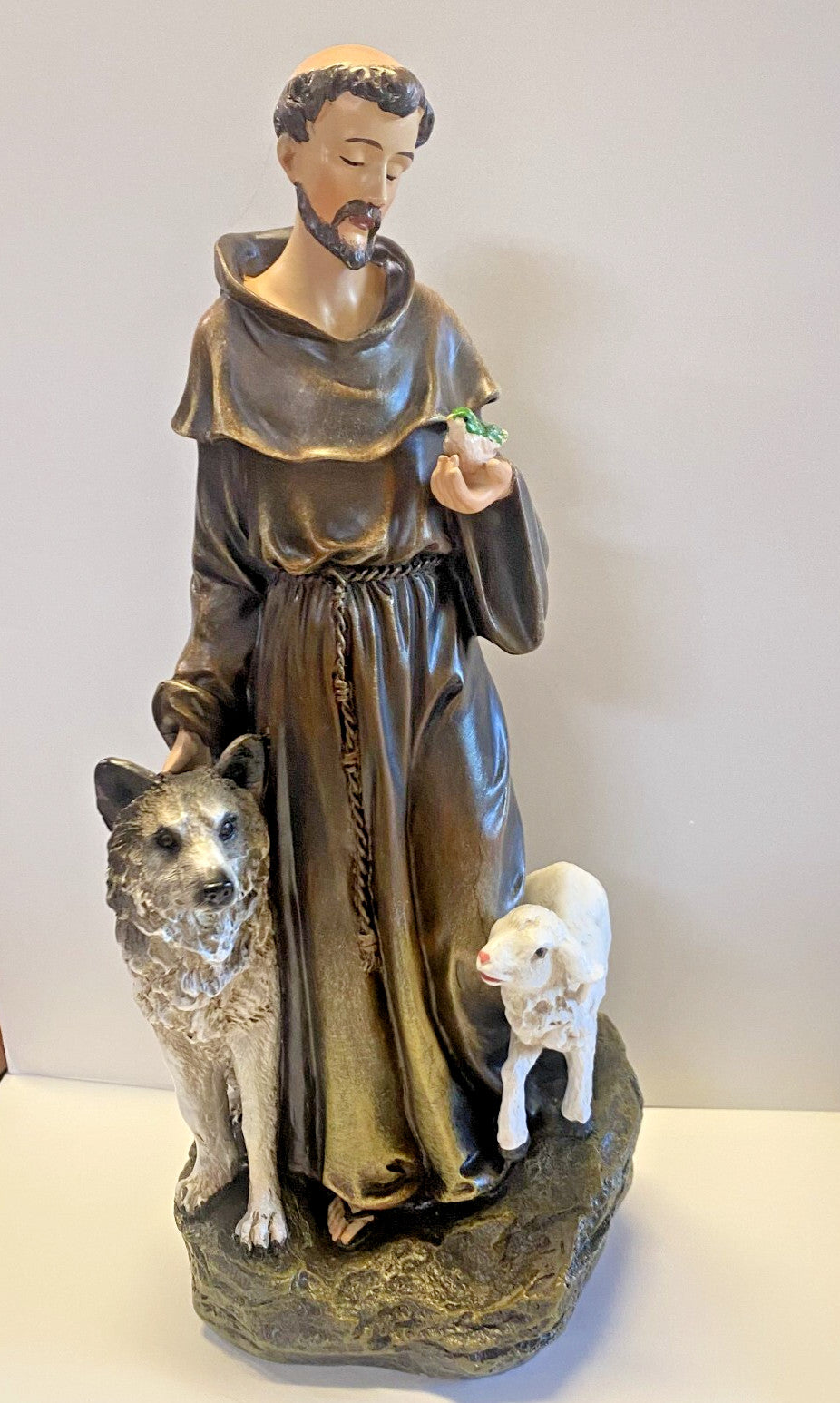 Saint Francis of Assisi with wolf of Gubbio 9.75 " Statue, New #RM-48 - Journeys of Faith