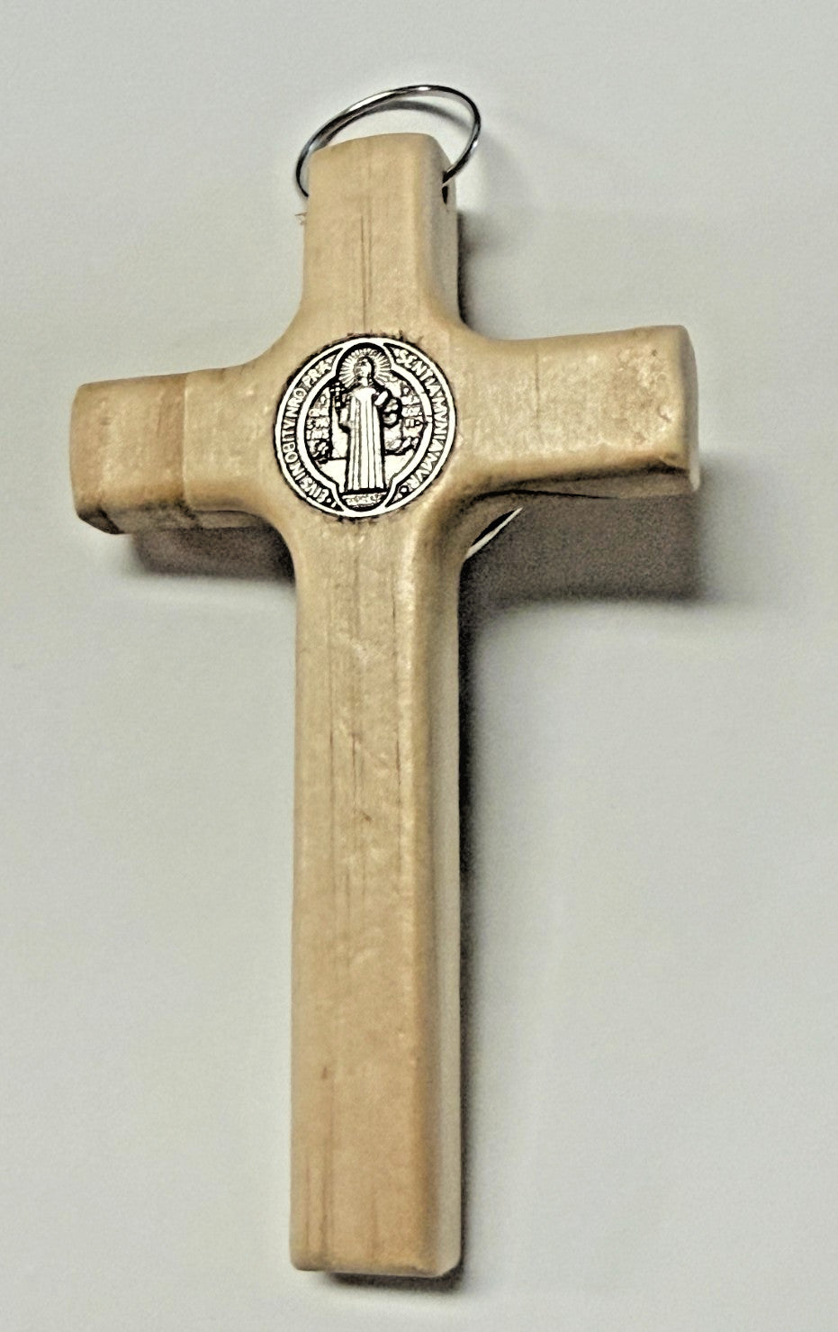 Saint Benedict 4.25" Light Wood Crucifix, New #AB-392-R2