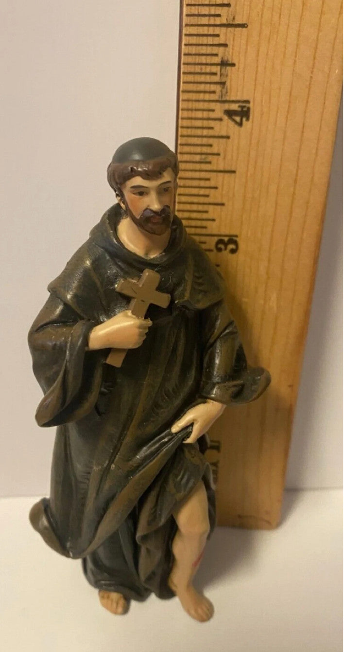 4-inch Saint Peregrine statue by Bob and Penny Lord, depicting the Cancer Saint with detailed craftsmanship and religious symbolism.