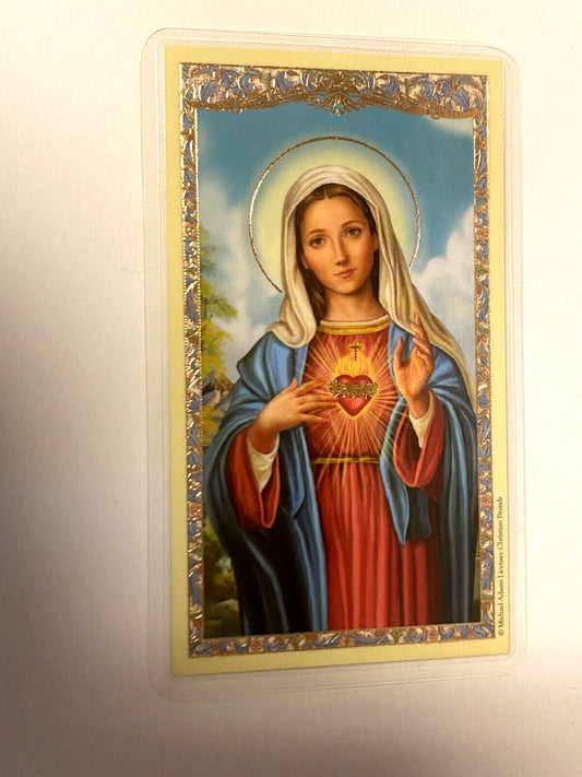 Immaculate Heart of Mary Laminated Prayer Card, New - Journeys of Faith